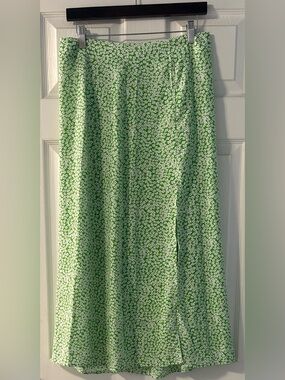 SHEIN Green and White Floral Maxi Skirt